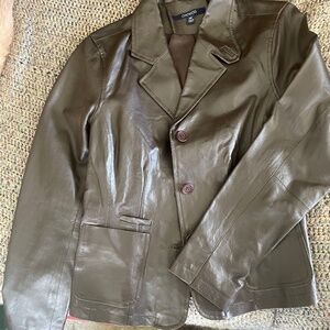 Real leather chocolate brown jacket